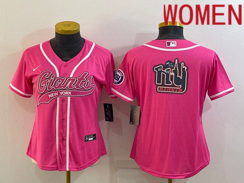 Women New York Giants Blank Pink 2022 Nike Co branded NFL Jerseys